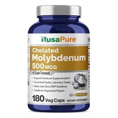 NusaPure Chelated Molybdenum 500 mcg 180 Vegetarian Caps (Vegan, Non-GMO)