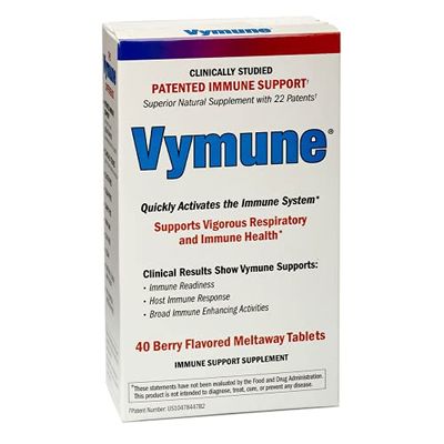 Vymune Amino-Acid Advanced Immune Support Supplement with Powerful Amino Acids Taurine, Lysine and Threonine Meltaway Tablets, Berry Flavored - for Adults (800mg Vitamin C, 40ct.)