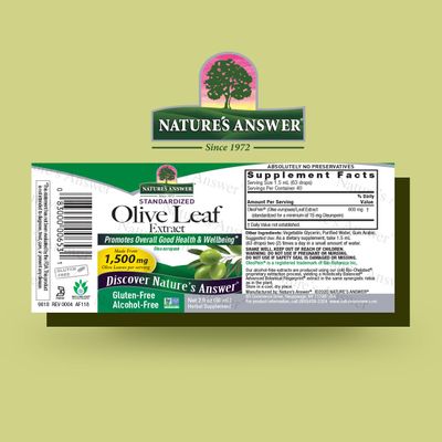 Nature's Answer Olive Leaf Extract, Alcohol-Free, Non-GMO, Vegan, Gluten-Free, Made in USA, 2 Ounce | Olive Extract Support | Olive Leaf Extract Capsules for Wellness