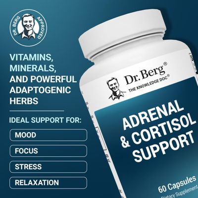 Dr. Berg Adrenal &amp; Cortisol Capsules - Adrenal Supplement &amp; Cortisol Manager - Mood, Focus, Relaxation and Stress Support - Adrenal Supplements with Ashwagandha Extracts - 60 Capsules
