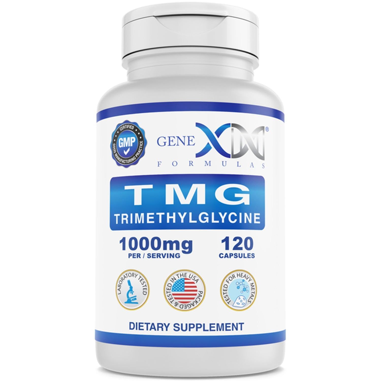 Genex Formulas 1000mg TMG Supplements (120 Capsules) - Betaine Anhydrous Trimethylglycine - Liver Supplement - for Healthy Homocysteine Levels - Gluten Free &amp; Non-GMO TMG Supplement - 30-Day Supply