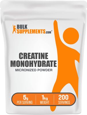BulkSupplements.com Creatine Monohydrate Powder - Creatine Supplement, Micronized Creatine 1kg, Creatine Powder - Unflavored &amp; Gluten Free, 5g (5000mg) per Servings, 1kg (2.2 lbs) (Pack of 1)
