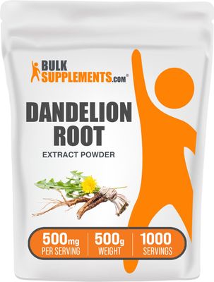 BulkSupplements.com Dandelion Root Extract Powder - Herbal Supplements for Liver &amp; Digestive Support - Gluten Free - 500mg per Serving, 1000 Servings (500 Grams - 1.1 lbs)