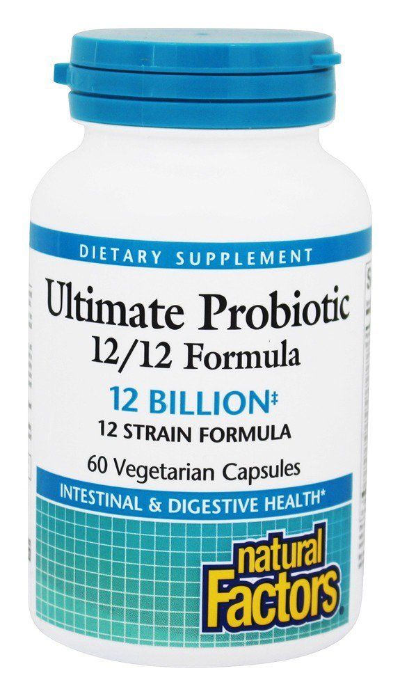 Natural Factors Ultimate Probiotic 12/12 Formula, Daily Probiotic for Ongoing Digestive Support, 12 Strains, 12 Billion CFU, 60 Vegetarian Capsules