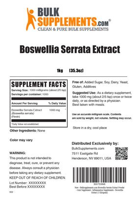 BulkSupplements.com Boswellia Serrata Extract Powder - from Frankincense Resin, Boswellia Serrata Powder - Herbal Supplement, Gluten Free, 500mg per Serving, 1kg (2.2 lbs) (Pack of 1)
