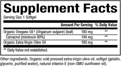 Natural Factors - Oil of Oregano 180mg, With Extra Virgin Olive Oil, 60 Count