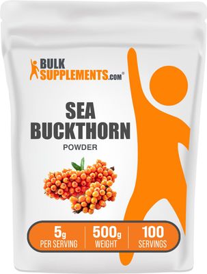 BulkSupplements.com Sea Buckthorn Powder - Omega 7 Supplement, Superfood Powder, Sea Buckthorn Berry Powder - Vegan &amp; Gluten Free, 5g per Serving, 500g (1.1 lbs) (Pack of 1)