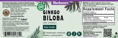BlueBonnet Ginkgo Biloba Leaf Extract Supplement, 60 Count