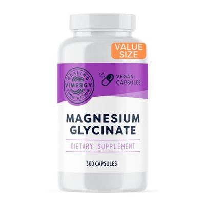Vimergy Magnesium Glycinate, 150 Servings with Turmeric &amp; Ginger - Promotes Relaxation &amp; Sleep - Supports Bone, Muscle &amp; Heart Health - Gluten-Free, Kosher, Vegan &amp; Paleo Friendly, Capsule