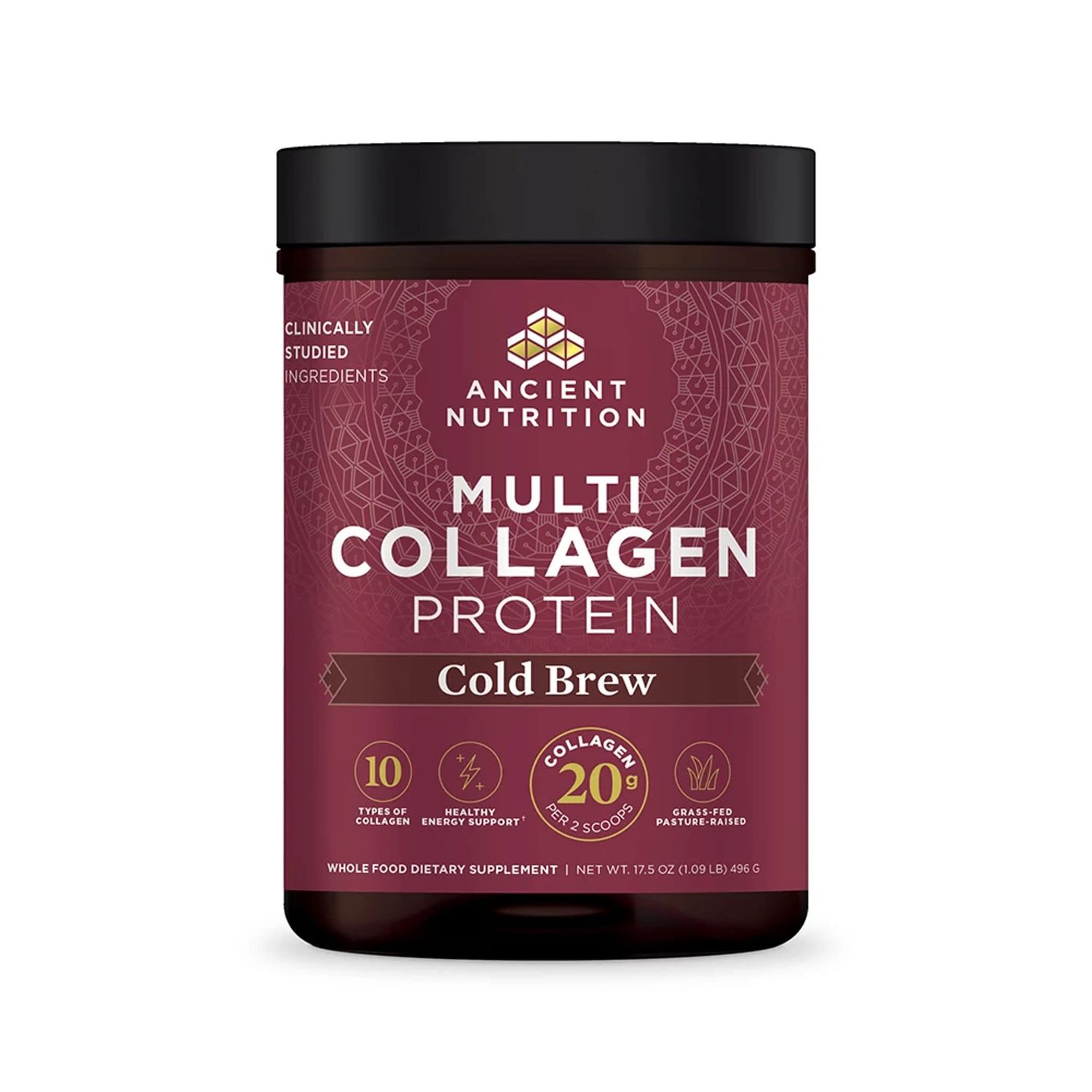 Ancient Nutrition Hydrolyzed Collagen Peptides Powder, Cold Brew Multi Collagen Protein for Women and Men, 40 Servings, Supports Skin and Nails, Gut Health, 17.5 oz