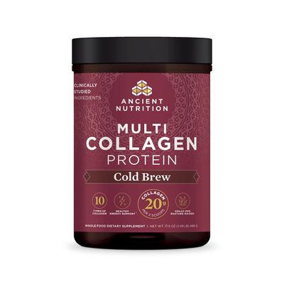Ancient Nutrition Hydrolyzed Collagen Peptides Powder, Cold Brew Multi Collagen Protein for Women and Men, 40 Servings, Supports Skin and Nails, Gut Health, 17.5 oz