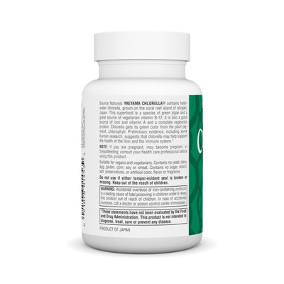 Source Naturals Yaeyama Chlorella 200 mg Green Superfood, Plant-Based B12-300 Tablets