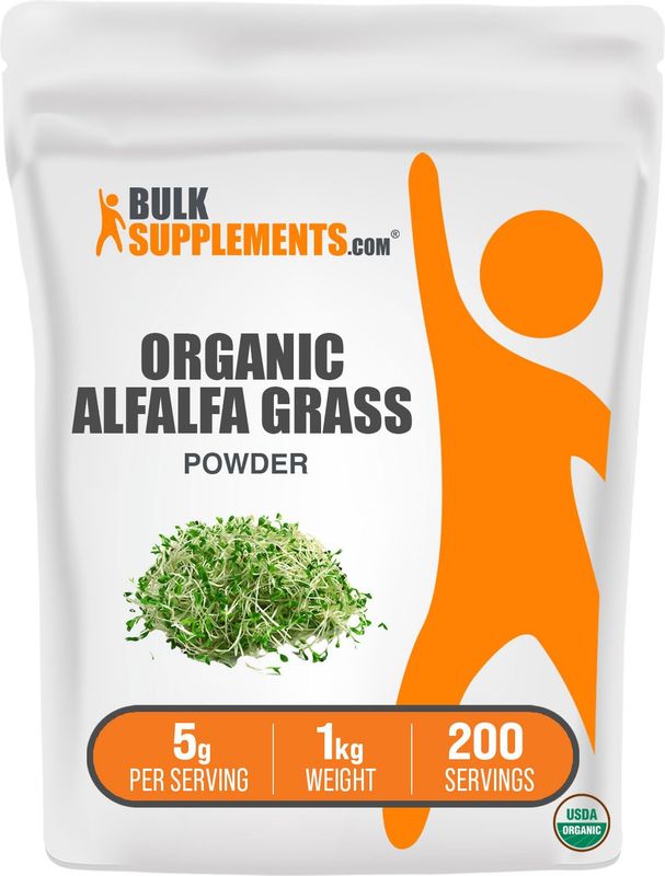 BulkSupplements.com Organic Alfalfa Grass Powder - Alfalfa Supplement, Green Superfood Powder, Alfalfa Powder Organic - Vegan &amp; Gluten Free, 5g per Serving, 1kg (2.2 lbs) (Pack of 1)