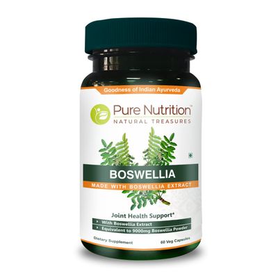 Pure Nutrition Boswellia Serrata Extract 600mg with 65% Boswellic Acids. (Equivalent to 9000mg Boswellia Powder) Non GMO | 60 Veg Caps.