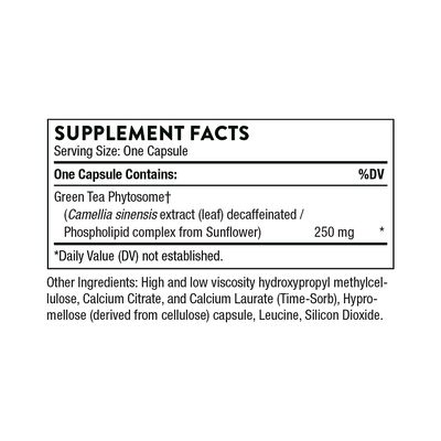 THORNE Green Tea Phytosome - Antioxidant, Liver Protective, and Metabolic Benefits of Green Tea Without The Caffeine - 60 Capsules