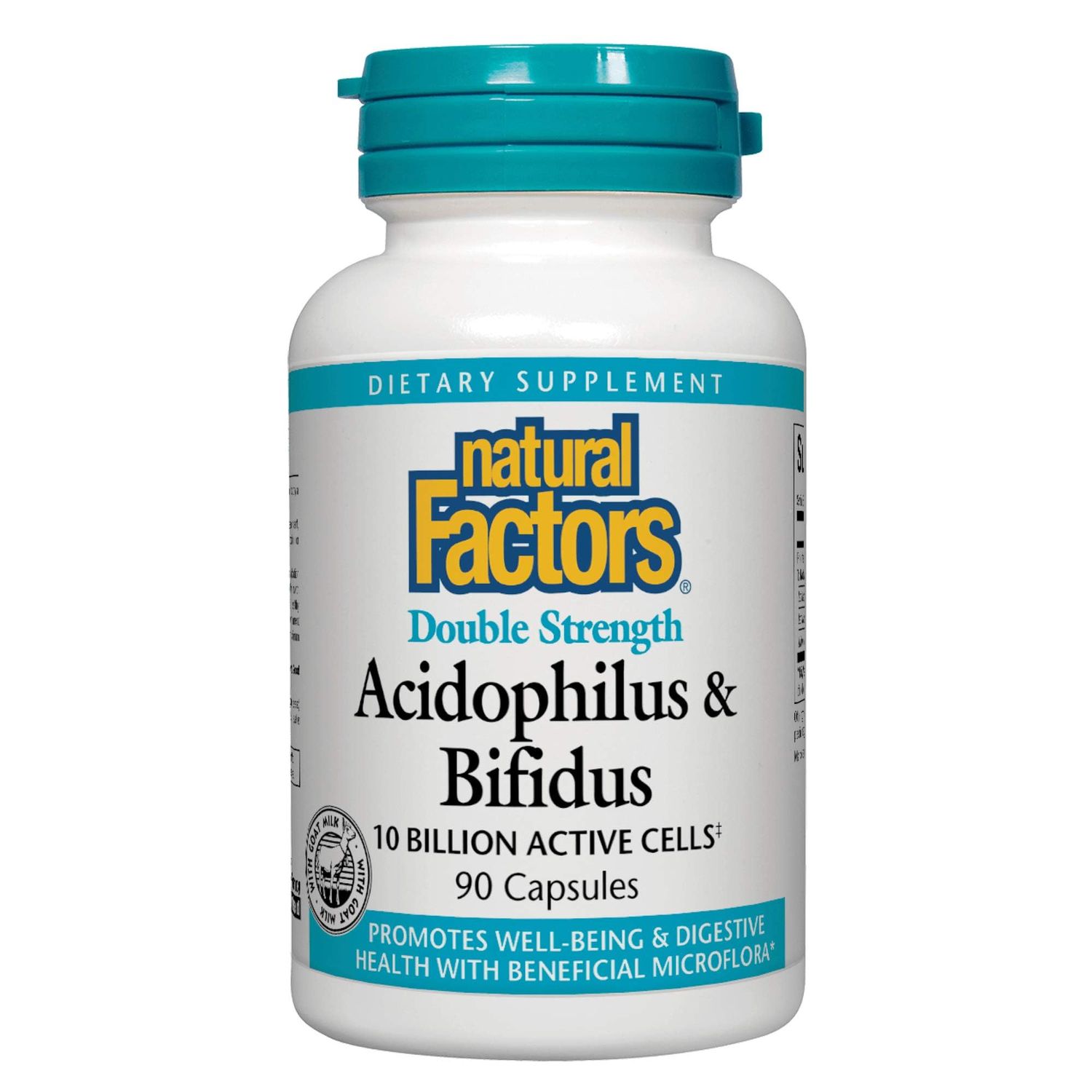 Natural Factors, Acidophilus &amp; Bifidus Double Strength, Probiotic and Prebiotic Formula, 90 Capsules