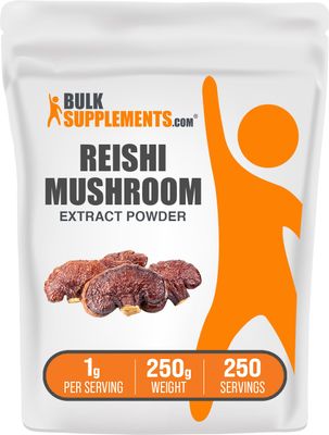 BulkSupplements.com Reishi Mushroom Extract Powder - Ganoderma Lucidum, Reishi Mushroom Supplement - Reishi Mushroom Powder, Gluten Free, 1000mg per Serving, 250g (8.8 oz) (Pack of 1)