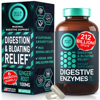 Digestive Enzymes with Probiotics and Prebiotics - Gut Health, Digestion IBS Supplement with Artichoke Ginger Turmeric - Vegan Probiotic Enzymes Digestive Health and Bloating Relief - 180 Caps