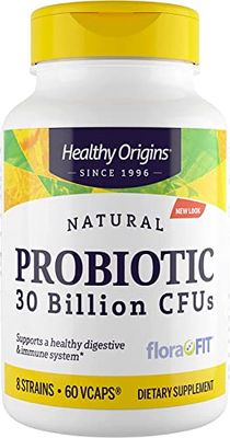 Healthy Origins Probiotic 30 Billion CFUs - Shelf Stable Probiotics for Women and Men - Supports Gut Health - Probiotics for Digestive Health - 60 Veggie Capsules