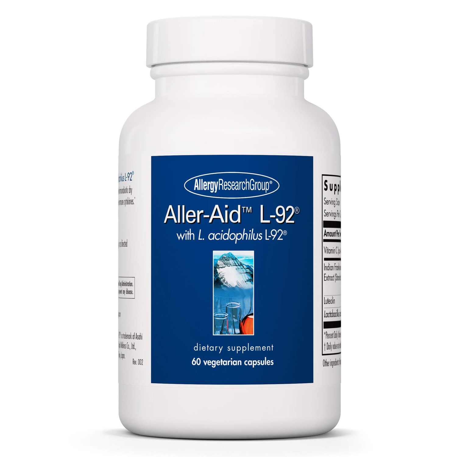 Allergy Research Group Aller-Aid L92 Supplement - with Lactobacillus Acidophilus, Indian Frankincense, Boswellic Acid, Vegetarian Capsules - 60 Count