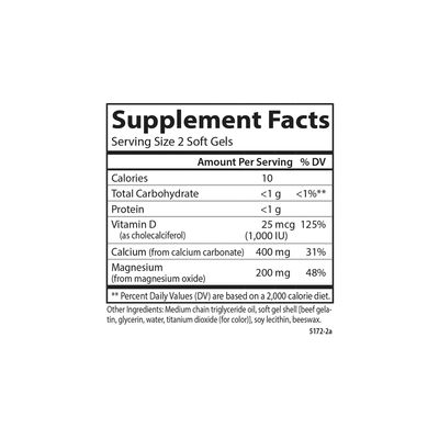 Carlson - Cal-Mag Gels, 2:1 Calcium to Magnesium Ratio, Calcium Magnesium Supplement &amp; Vitamin D, 200 mg Calcium Supplement, 100 mg Magnesium Supplement, Bone Support, Energy Production, 250 Softgels