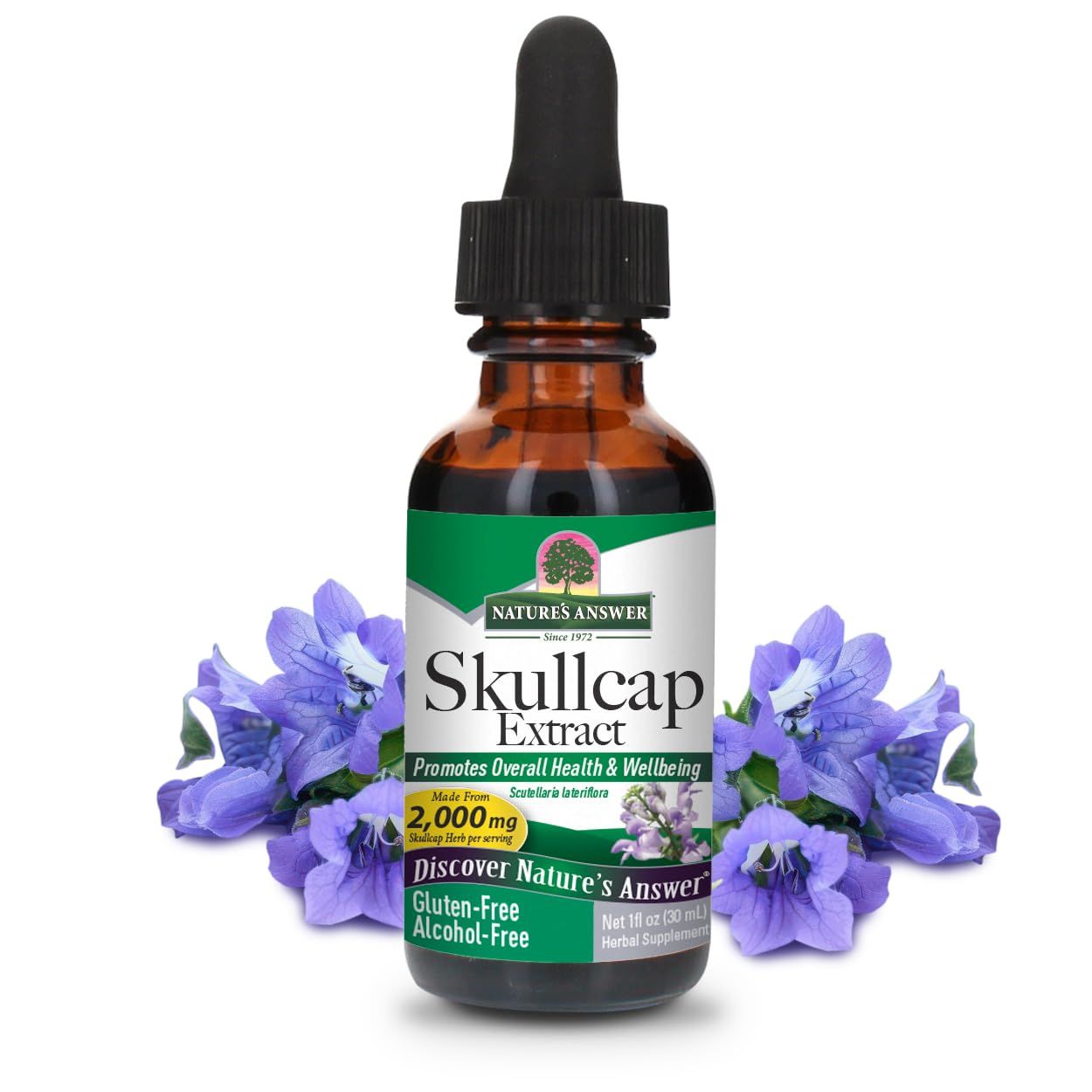 Nature&#39;s Answer Alcohol-Free Skullcap Herb Extract Supplement 1-Fluid Ounce Liquid | Natural Calming Supplement | Nervous System Support