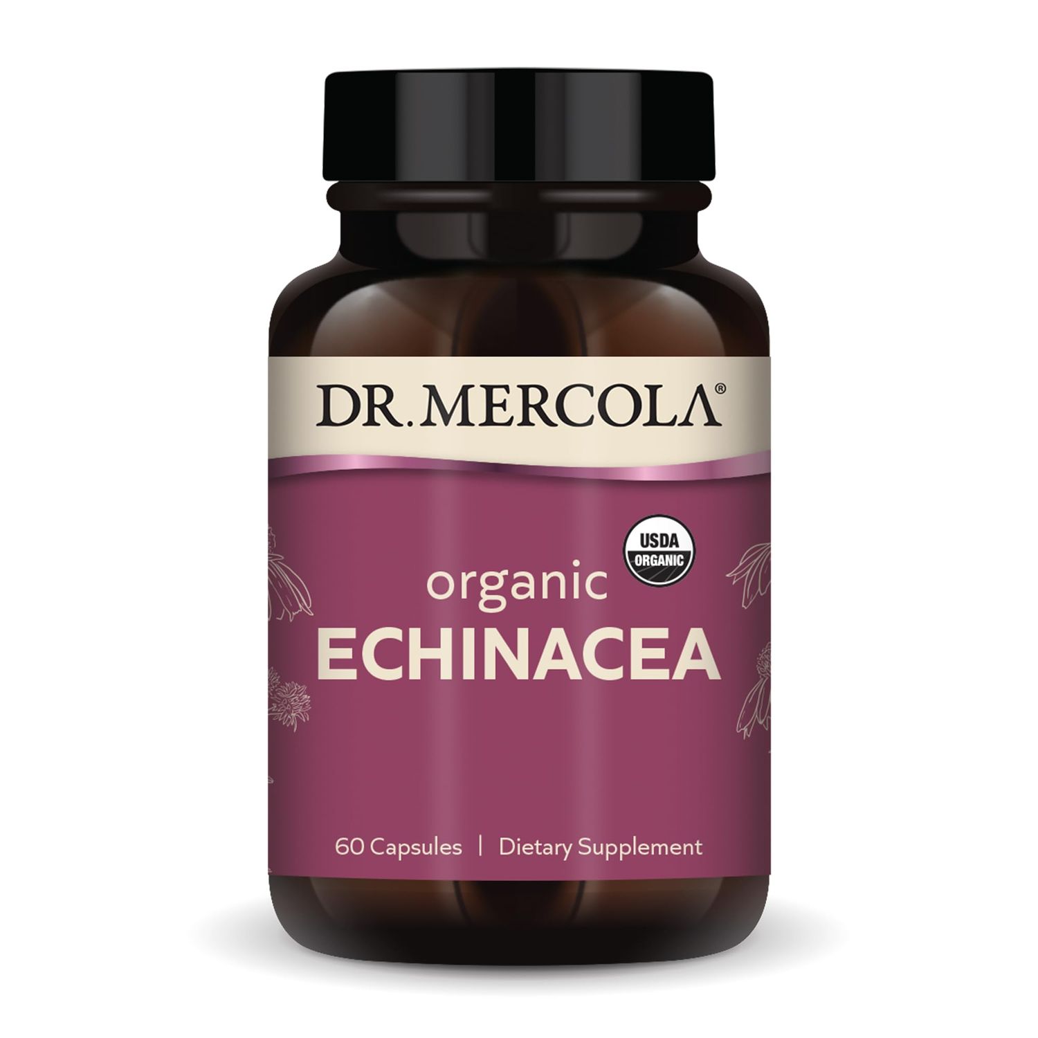 Dr. Mercola Organic Echinacea, 30 Servings (60 Capsules), Dietary Supplement, Supports Immune Health, Non-GMO, Certified USDA Organic