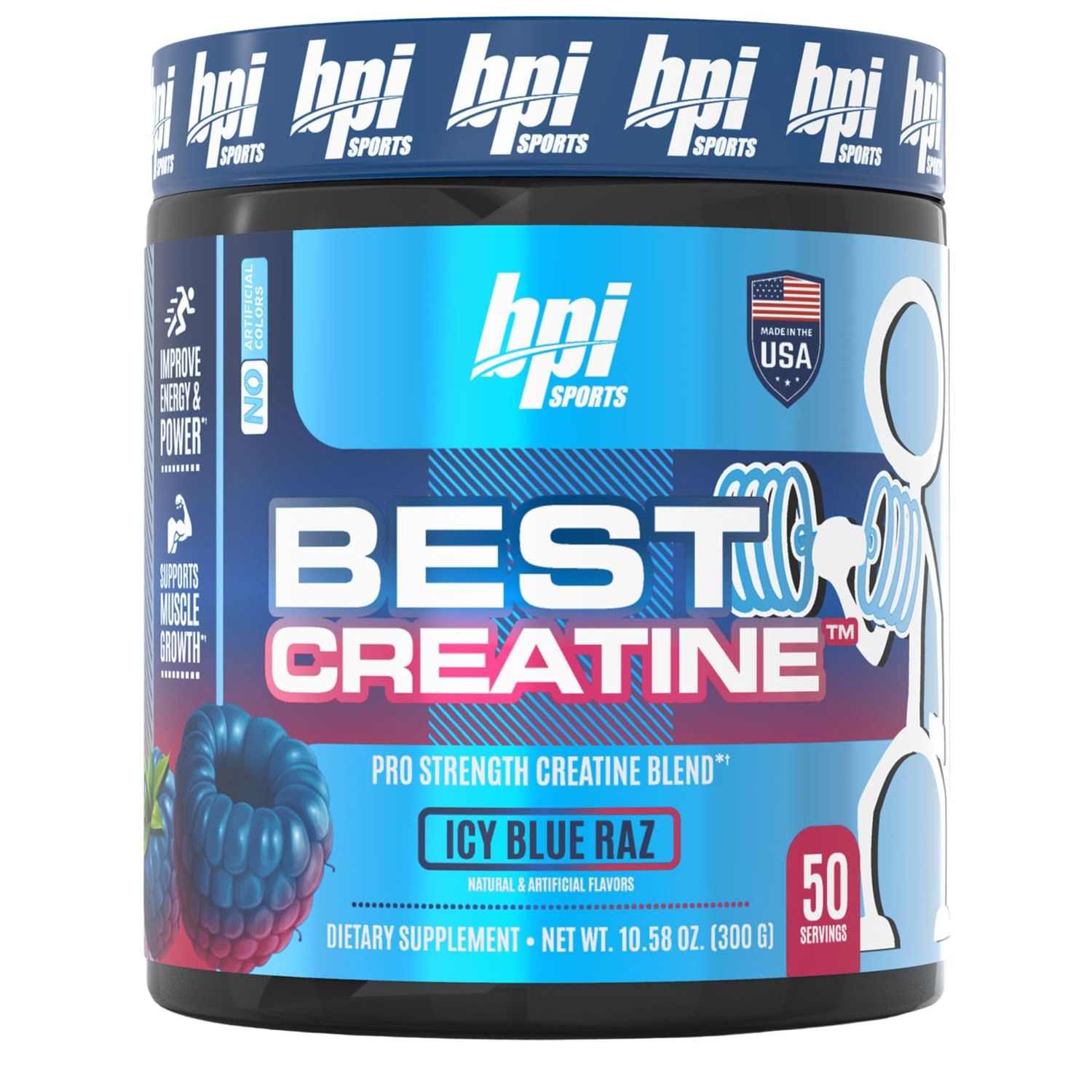BPI Sports Best Creatine - Includes 6 Advanced Forms of Creatine - Supports Muscle Building and Post-Workout Recovery - Icy Blue Raz, 50 Servings