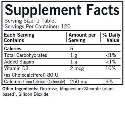 Kirkman - Calcium 250mg with Vitamin D3-120 Tablets - Essential Minerals - Helps Maintain Strong Bones - Hypoallergenic