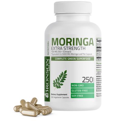 Bronson Moringa Extra Strength Capsules Moringa Oleifera Powder, 250 Count