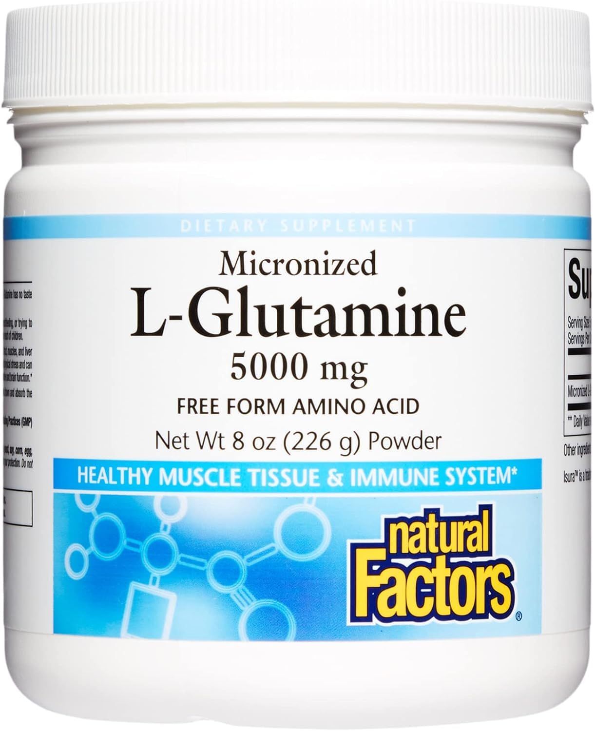 Natural Factors, Micronized L-Glutamine Drink Mix 5000 mg, Supports Muscles and Immune Function, 8 Oz
