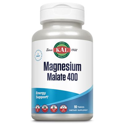 KAL Magnesium Malate 400mg, Chelated Magnesium Supplement with Malic Acid, Healthy Energy &amp; Muscle Function Support, Enhanced Absorption, Vegan, Non-GMO, 45 Servings, 90 Veg Tabs