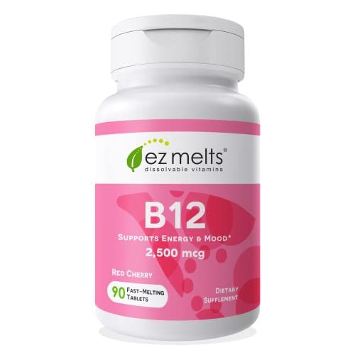 EZ Melts B12 Sublingual Vitamin 2,500 mcg, Methylcobalamin, Sugar-Free, 3-Month Supply