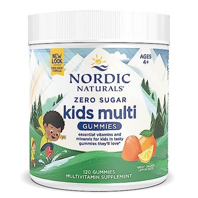 Nordic Naturals Zero Sugar Kids Multi Gummies, Orange Lemon - 120 Gummies - Great-Tasting Multivitamin for Ages 4+ - Supports Growth &amp; Development - Non-GMO, Vegetarian - 30 Servings