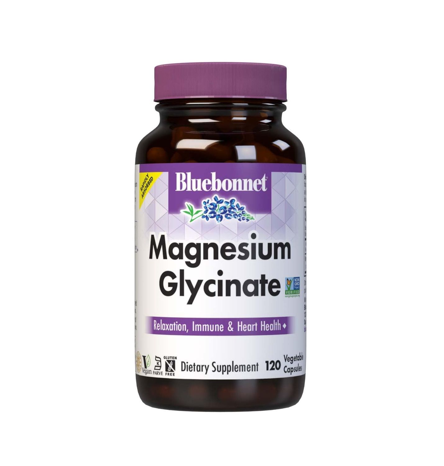 Bluebonnet Nutrition Magnesium Glycinate 400mg Maximum Absorption Mineral Complex Supports Energy Production &amp; Enzyme Function - Non-GMO, Soy-Free, Gluten-Free - 120 Veggie Capsules