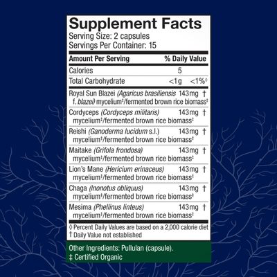 Host Defense Stamets 7-7 Species Blend - Mushroom Supplement for Immune Support - Includes Royal Sun Blazei, Cordyceps, Reishi, Maitake, Lion's Mane, Chaga &amp; Mesima - 30 Capsules (15 Servings)*