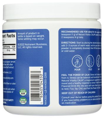 NATURAL VITALITY Raspberry Lemon Calm Magnesium Drink Mix, 8 OZ