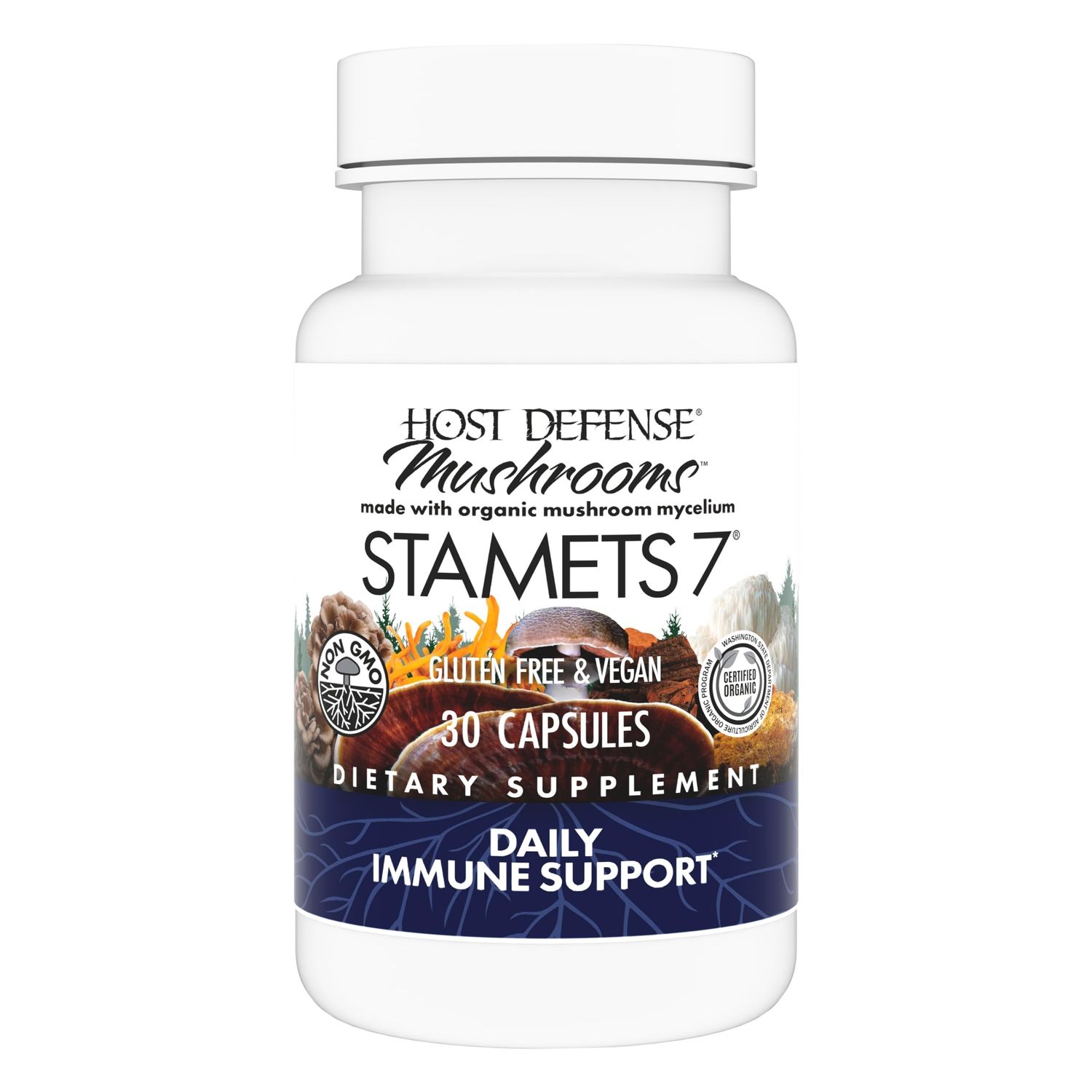 Host Defense Stamets 7-7 Species Blend - Mushroom Supplement for Immune Support - Includes Royal Sun Blazei, Cordyceps, Reishi, Maitake, Lion&#39;s Mane, Chaga &amp; Mesima - 30 Capsules (15 Servings)*
