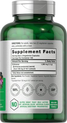 Horbach Echinacea Extract Capsules 1300mg | 300 Count | Vegan, Non-GMO, Gluten Free Supplement