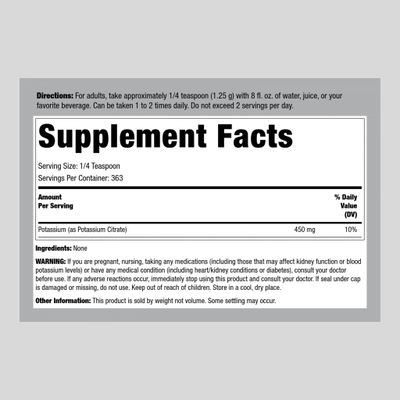 Piping Rock Potassium Citrate Powder 1 lb | Vegan, Vegetarian, Non-GMO, Gluten Free Supplement