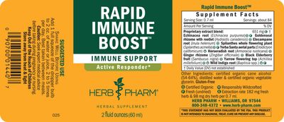 Herb Pharm Organic Rapid Immune Boost: Fast-Absorbing Tincture for Adults, Echinacea Tincture with Goldenseal, Ginger Extract & Elderberry, Immune Support Supplement & Wellness Aid, 2 Oz