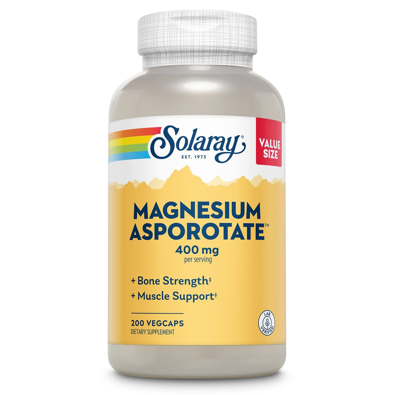 Solaray Magnesium Asporotate 400 mg, Chelated Magnesium Supplement for Bone Health, Muscle &amp; Nerve Function Support