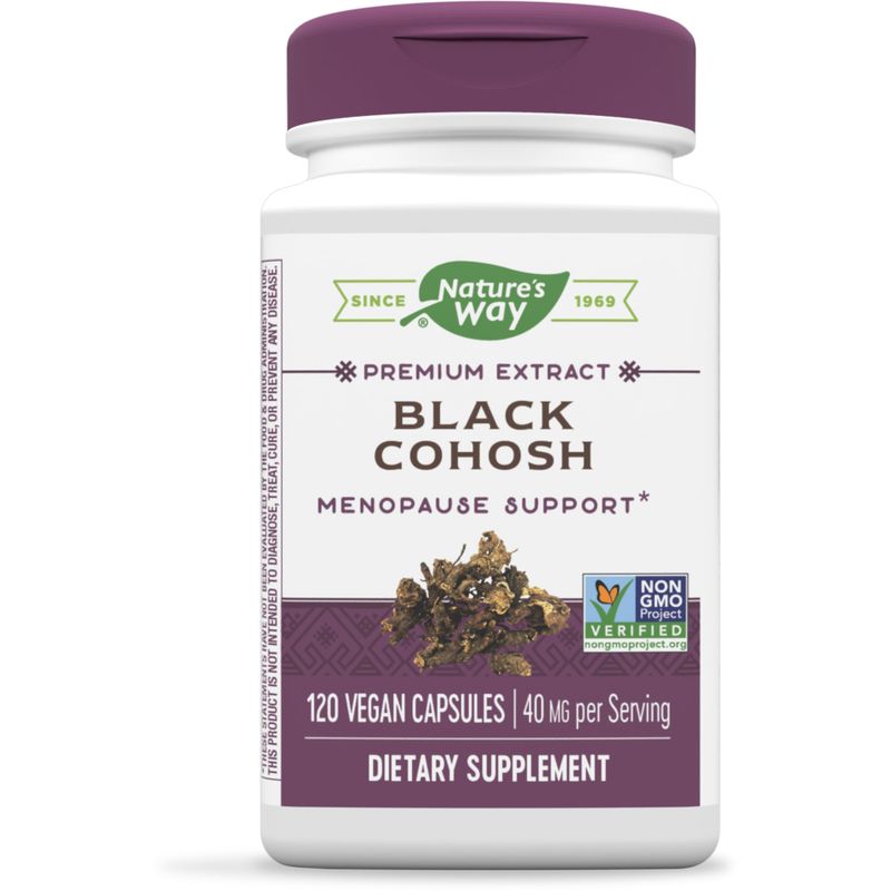 Nature's Way Premium Black Cohosh, Menopause Support for Women*, 40 mg per serving, 120 Vegan Capsules