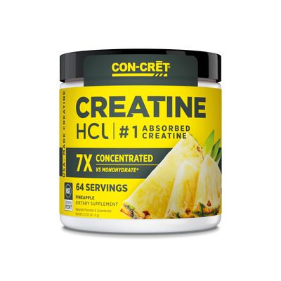 CON-CRET Creatine HCl Powder | Muscle, Cognitive, Cellular Energy Support | No Bloating or Cramps | USA Made &amp; NSF Certified | Pineapple (64 Serving)