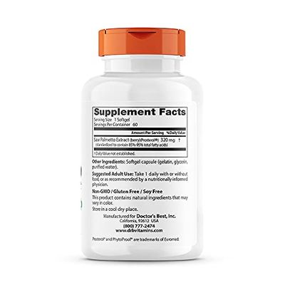 Doctor's Best Best Saw Palmetto Extract (320 mg), Softgel Capsules, 60-Count
