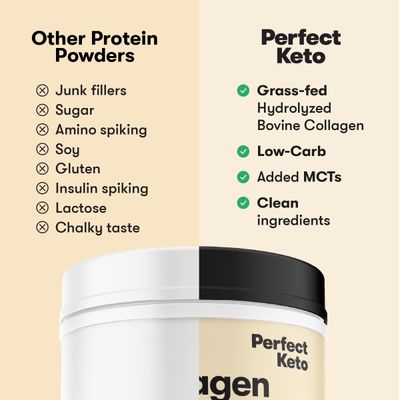 Perfect Keto Collagen Peptides Protein Powder with MCT Oil, Hydrolyzed Collagen, Type I & III Supplement, Gluten Free Grass Fed, Low Carb, Keto Coffee Creamer, Collagen for Women & Men, Salted Caramel