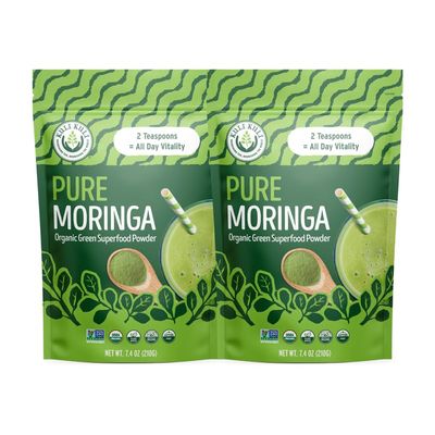 Kuli Kuli Moringa Oleifera Organic Leaf Powder &amp; Green Smoothie, 100% Pure USDA Certified &amp; Non-GMO Moringa Powder, Great with Smoothies, Tea, and Food, 2 Pack