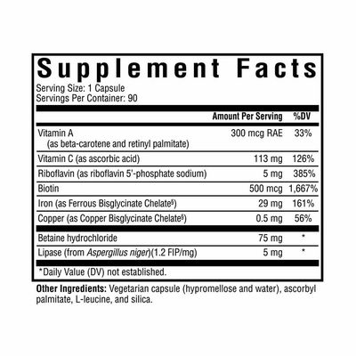 Seeking Health Optimal Iron - Supplement Supports Iron Metabolism &amp; Aids Utilization - Formula with Vitamin C &amp; Riboflavin to Support Absorption - 90 Capsules