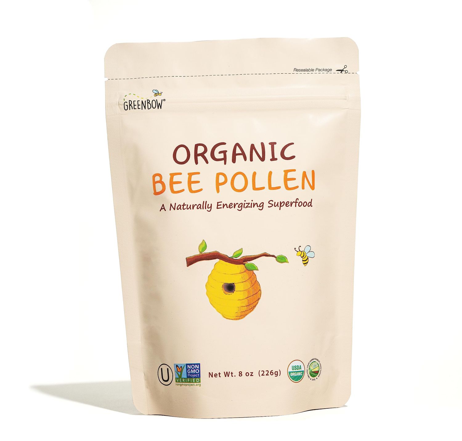 Greenbow Organic Bee Pollen - 100% USDA Certified Organic, Non-GMO, Pure, &amp; Natural Bee Pollen - Superfood Packed w/Proteins, Vitamins &amp; Minerals (8oz)
