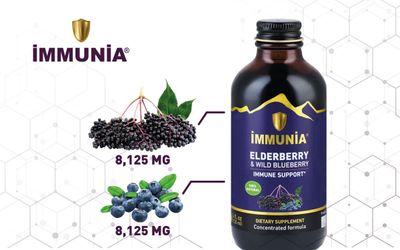 Immunia Elderberry &amp; Wild Blueberry Concentrated. Strengthen Your Immune System Naturally. Delicious Taste. Made in Canada with Fruits from Canada. 24 Days/Bottle. (1-Pack)